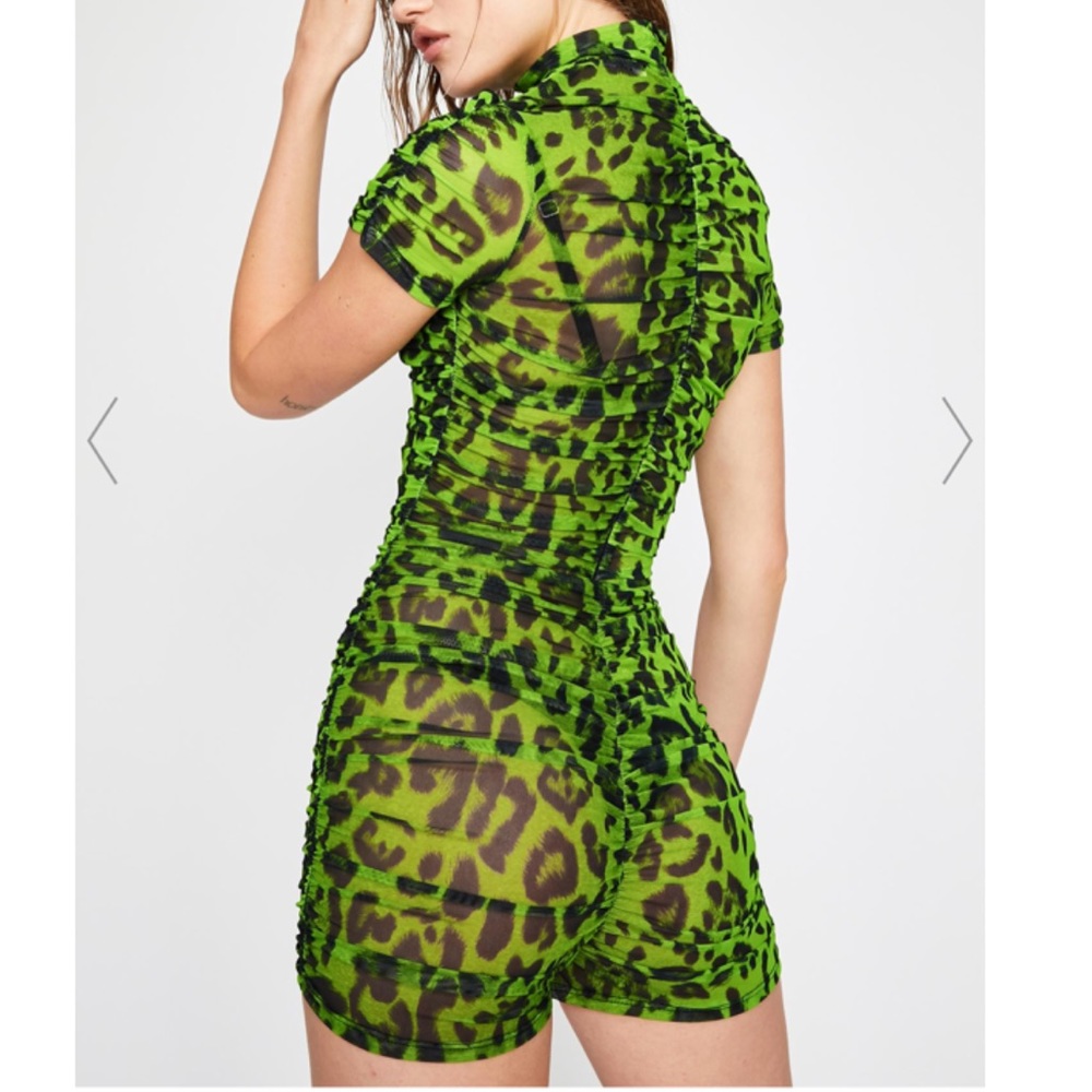 Dolls Kill x Green Cheetah Mesh Romper/Beach Cover